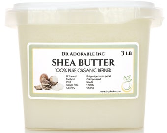3 lb - Refined Shea Butter - White From Ghana 100% Pure Organic Natural