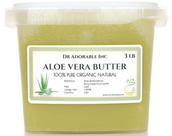May include: A 3 pound container of 100% pure organic aloe vera butter. The label reads "DR ADORABLE INC. ALOE VERA BUTTER 100% PURE ORGANIC NATURAL" and lists the botanical name as "Aloe Barbadensis Butyrospermum parkii".