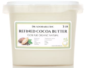 Mantequilla de cacao refinada premium de 3 libras - Prensada en frío, pura y orgánica