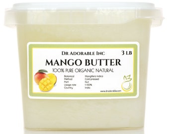3 lb -  Raw Pure Organic Mango Butter Cold Pressed