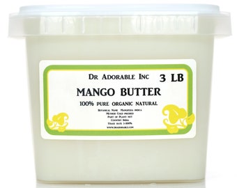 3 lb -  Raw Pure Organic Mango Butter Cold Pressed