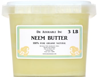 3 libras - Mantequilla de semilla de neem sin refinar - 100% orgánica natural pura para la piel y el cabello