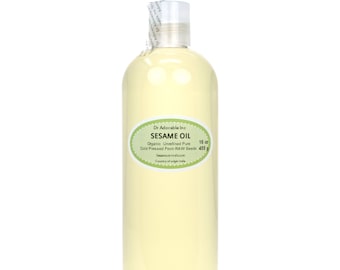 16 oz - Aceite de semilla de sésamo de semillas crudas - Aceite portador puro y orgánico prensado en frío sin refinar