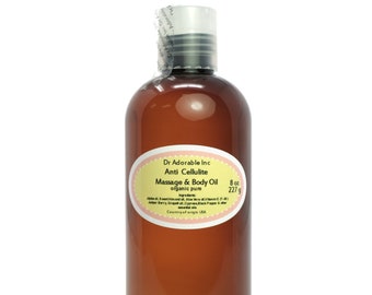 8 oz - Organic Anti Cellulite Body Massage Oil - with a Firming Essential and Carrier Oils Blend by Dr.Adorable