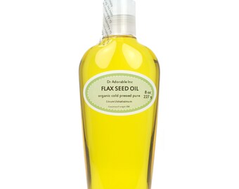 8 oz - Flax Seed Oil - Pure Organic Cold Pressed UNREFINED