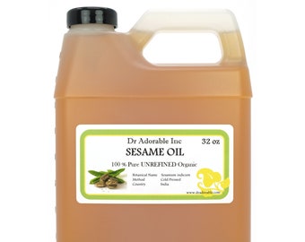32 oz - Sesame Seed Oil UNREFINED - Pure & Organic Cold Pressed