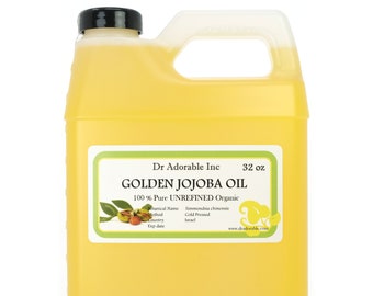 32 oz - Pure Golden Jojoba Oil UNREFINED - Organic Cold Pressed Virgin