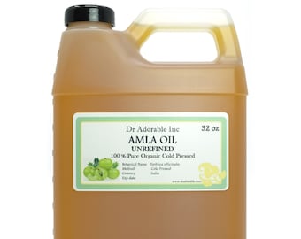 Aceite de amla sin refinar de 32 oz, grosella espinosa india 100 % pura, prensado en frío, aceite para masajes para piel, cabello y uñas.