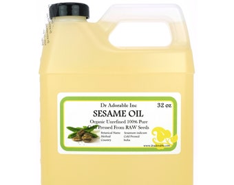 32 oz - Sesame Seed Oil from RAW Seeds - Pure & Organic Cold Pressed Carrier Oil Unrefined