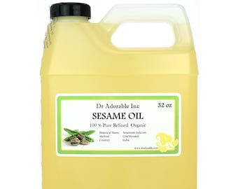 32 oz - Sesame Seed Oil REFINED - Pure & Organic Cold Pressed