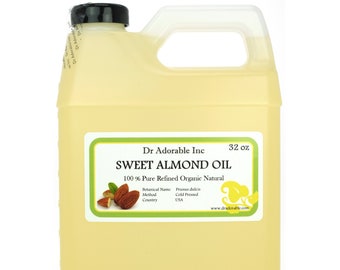 32 oz - Sweet Almond Oil - Pure Organic Cold Pressed