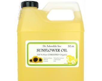 32 oz - Sunflower Oil UNREFINED - Pure Organic Cold Pressed