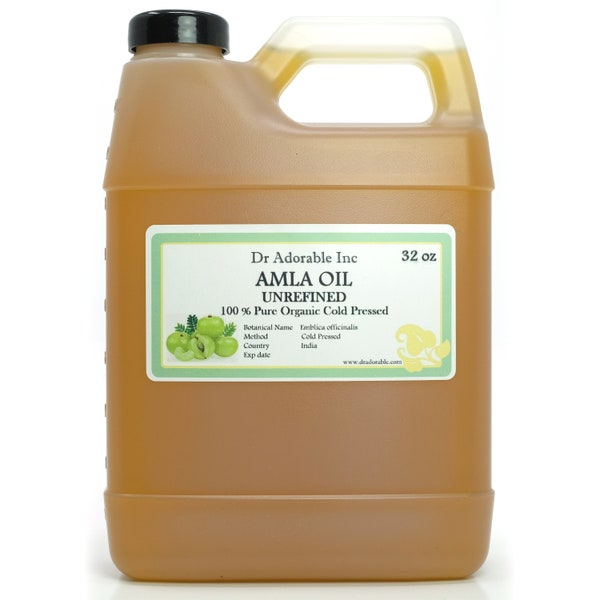 32 Oz UNREFINED Amla Oil 100% Pure Indian Gooseberry Cold Pressed Skin Hair Nails Massage oil
