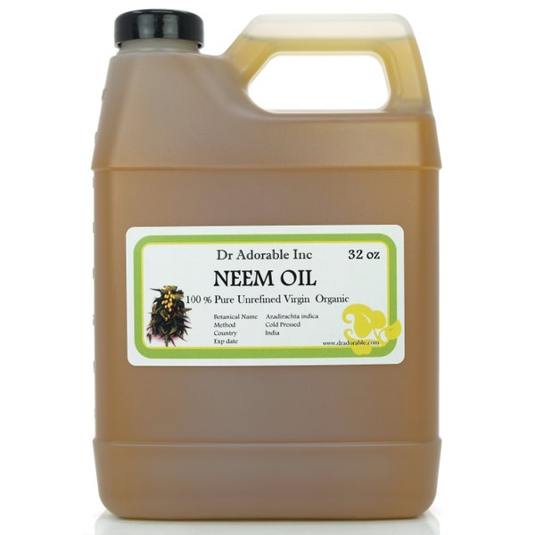 32 oz - NEEM OIL UNREFINED - 100% Pure Cold Pressed Organic Natural