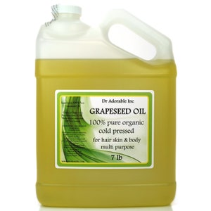 7 lb - Pure Grapeseed Oil - Organic Cold Pressed Natural