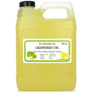 32 oz - Pure Grapeseed Oil - Organic Cold Pressed Natural