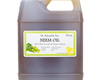 32 oz - NEEM OIL UNREFINED - 100% Pure Cold Pressed Organic Natural