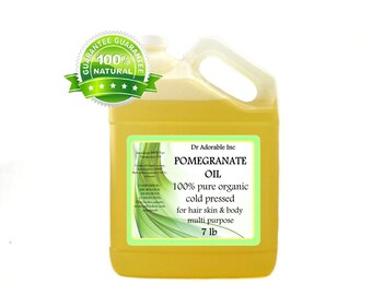 Può includere: Un bidone da un gallone di olio di melograno 100% puro biologico spremuto a freddo. L'etichetta riporta "Dr. Adorable Inc. Olio di melograno 100% puro biologico spremuto a freddo per capelli, pelle e corpo multiuso 7 lb".
