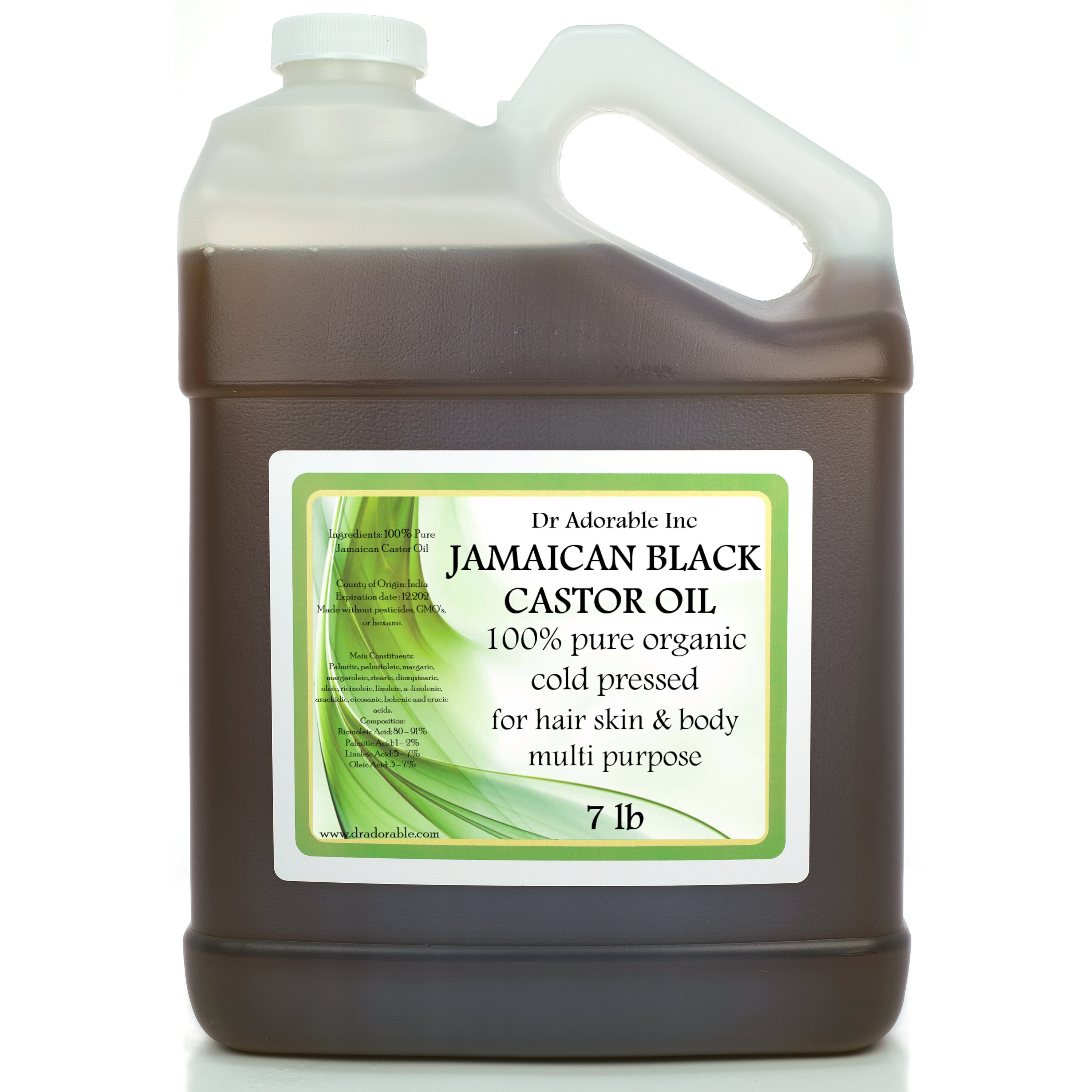 7 lb - Organic Jamaican Black Castor Oil - 100% Pure Cold Pressed