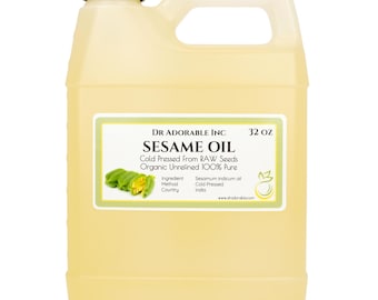 32 oz - Sesame Seed Oil from RAW Seeds - Pure & Organic Cold Pressed Carrier Oil Unrefined