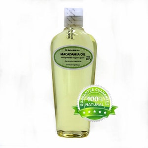 8 oz - UNREFINED Macadamia Nut Oil - Organic Cold Pressed 100% Pure Moisturizers Skin Care