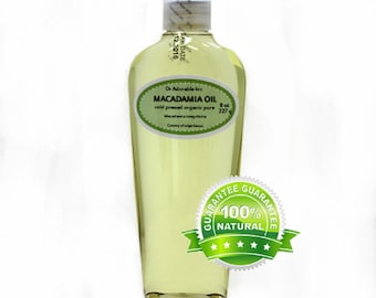 8 oz - UNREFINED Macadamia Nut Oil - Organic Cold Pressed 100% Pure Moisturizers Skin Care