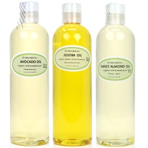 36 oz - 12 oz Sweet Almond Oil / 12 oz Avocado Oil / 12 oz Golden Pure Jojoba Oil
