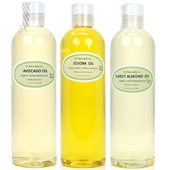 36 oz - 12 oz Sweet Almond Oil / 12 oz Avocado Oil / 12 oz Golden Pure Jojoba Oil