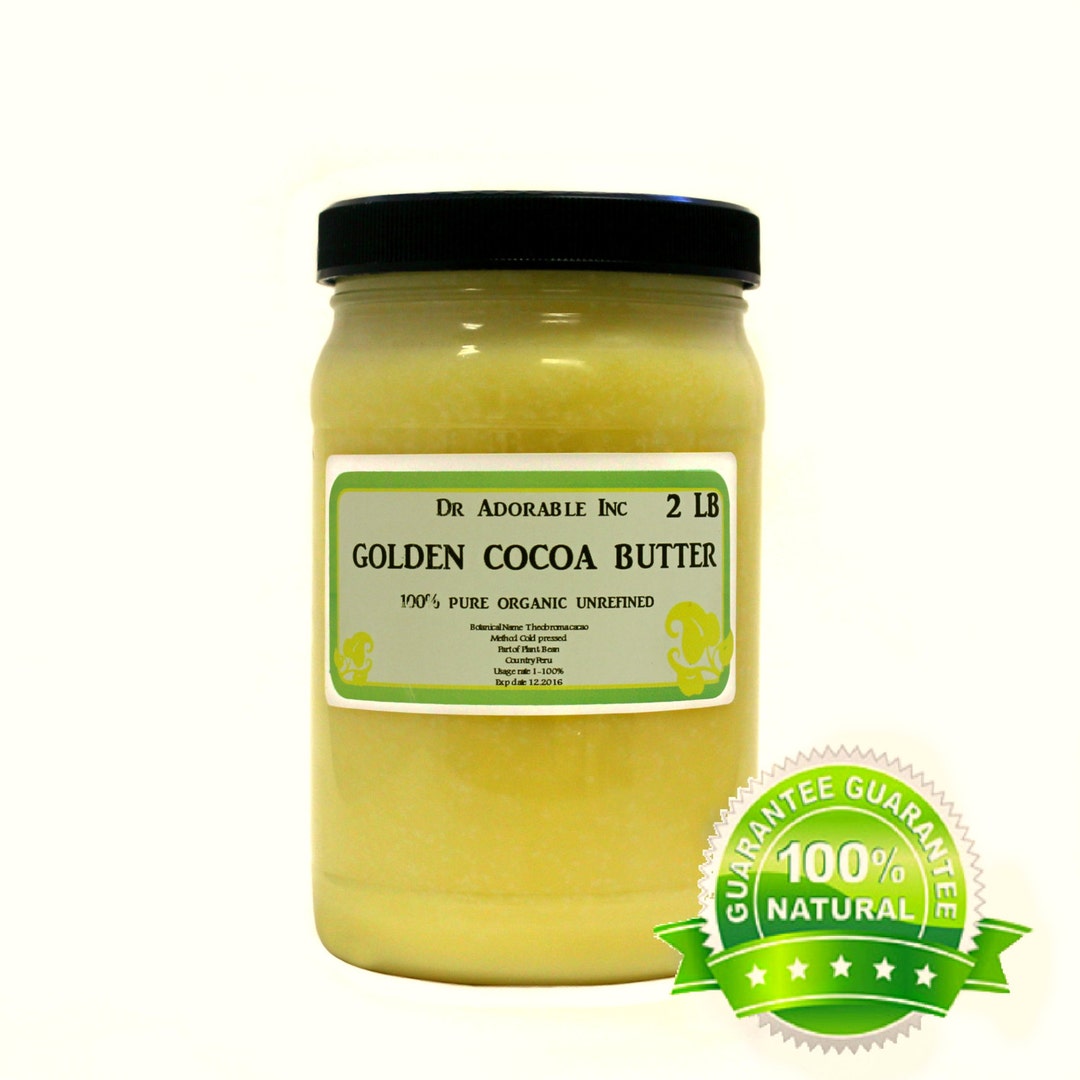 2 lb/32 oz - GOLDEN Cocoa Butter -  Raw Pure Organic with Rich Chocolate Aroma