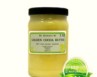 2 lb/32 oz - GOLDEN Cocoa Butter -  Raw Pure Organic with Rich Chocolate Aroma