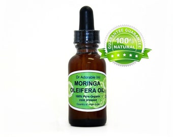 1 oz with a glass dropper UNREFINED Moringa Oleifera Oil - 100% Pure & Organic Cold Pressed