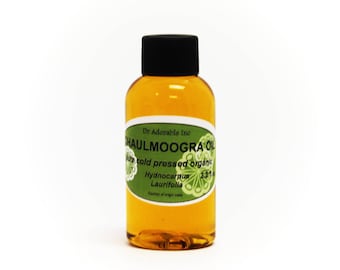 2 oz   100% pure organic CHAULMOOGRA OIL anti agingcold pressed natural fresh