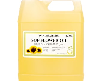 32 oz - Sunflower Oil UNREFINED - Pure Organic Cold Pressed