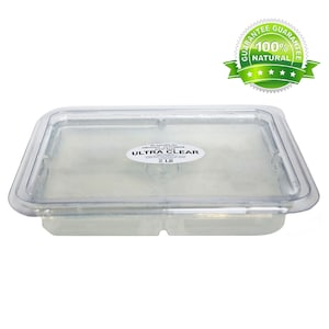 May include: A clear plastic container with a label that reads "Dr. Adorable Inc. Organic Glycerine Soap Base ULTRA CLEAR 2 LB".