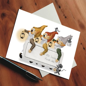 Postal de Navidad, postal de Navidad, ilustración artística, impresión artística, postal hecha a mano, postal de amor