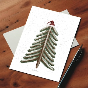 Cartolina dell'albero di Natale, cartolina di Natale, illustrazione artistica, stampa artistica, cartolina fatta a mano, cartolina dell'albero di Natale