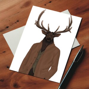 Mister Deer, Valentines Postkarte, Kunst Illustration, Kunstdruck, handgemachte Postkarte, Liebespostkarte