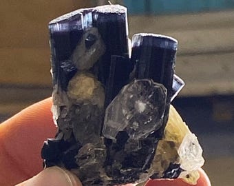 Blue Cap Tourmaline Cluster  with Quartz And Mica @Shigar, Skardu, Pakistan.  55 g & 44x39x34 mm