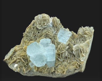 Aquamarine cluster on Muscovites matrix