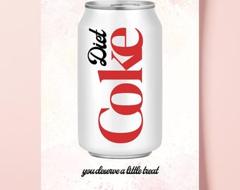 Diet Coke Aesthetic Digital Print | Retro Soda Wall Art | Coca-Cola Inspired Printable | Instant Download | Fun Kitchen Decor | Soda Lover