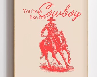 Taylor Swift-Inspired Cowboy Digital Print – Western Wall Art Download – Vintage Rodeo Poster – Country Western Aesthetic – Rustic Western