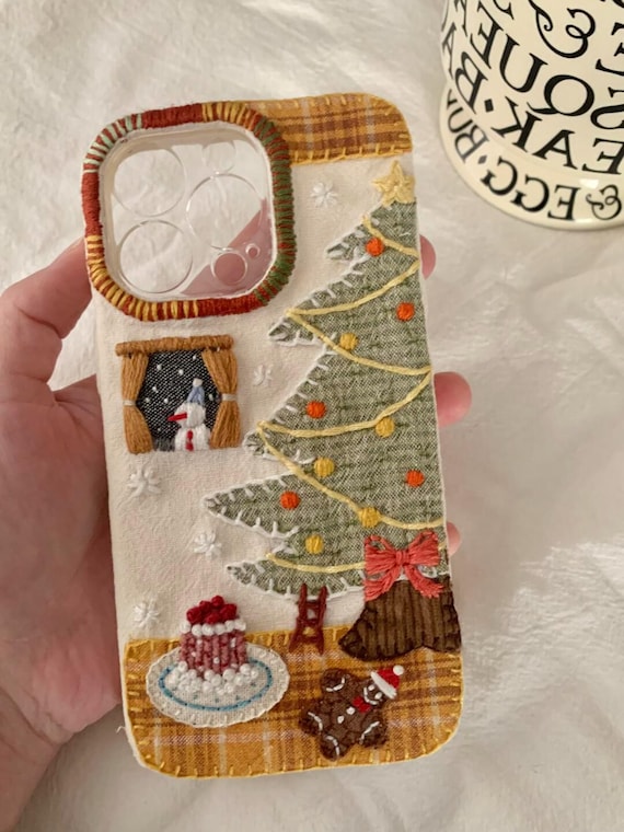 Phone Case, Patchwork Phone Case, Christmas Phone Case,Phone Case for iPhone 16,15,14,13 ,Unique Phone Case,Earth Tone Patchwork Phone Case