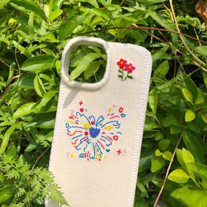 Pastel Flower Coquette Phone Case, Flower Embroidery Fabric Case For iPhone Samsung, Gift For Her Personalized Patchwork Gift