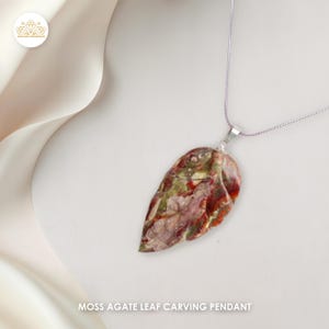 Ausgezeichnete Moosachat Edelstein-Halskette, Blatt-Moos-Achat-Halskette, Halskette, natürlicher Moosachat-Anhänger, Moosachat-Halskette mit Kette