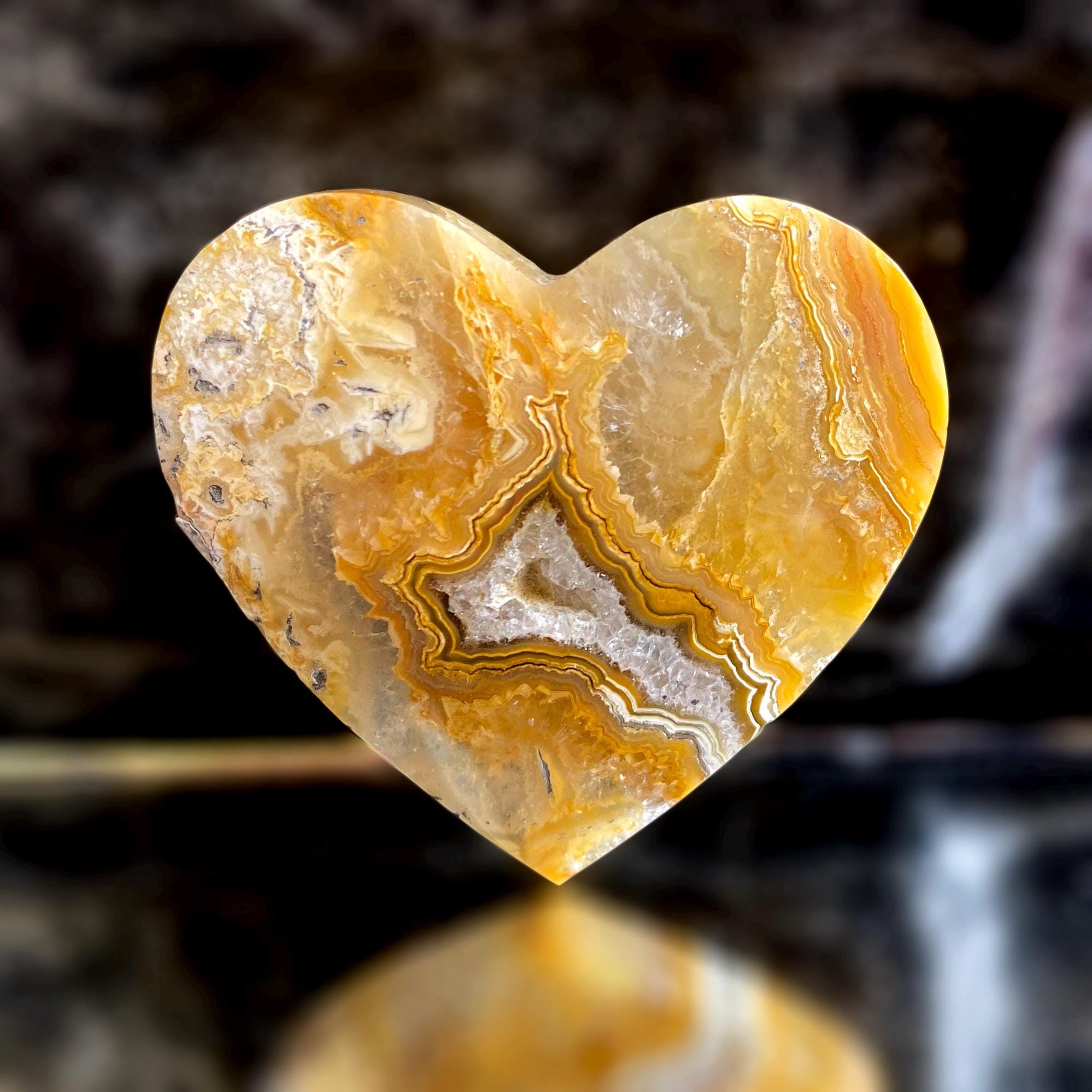Yellow Crazy Lace Agate Heart, Gemstone for Joy and Optimism