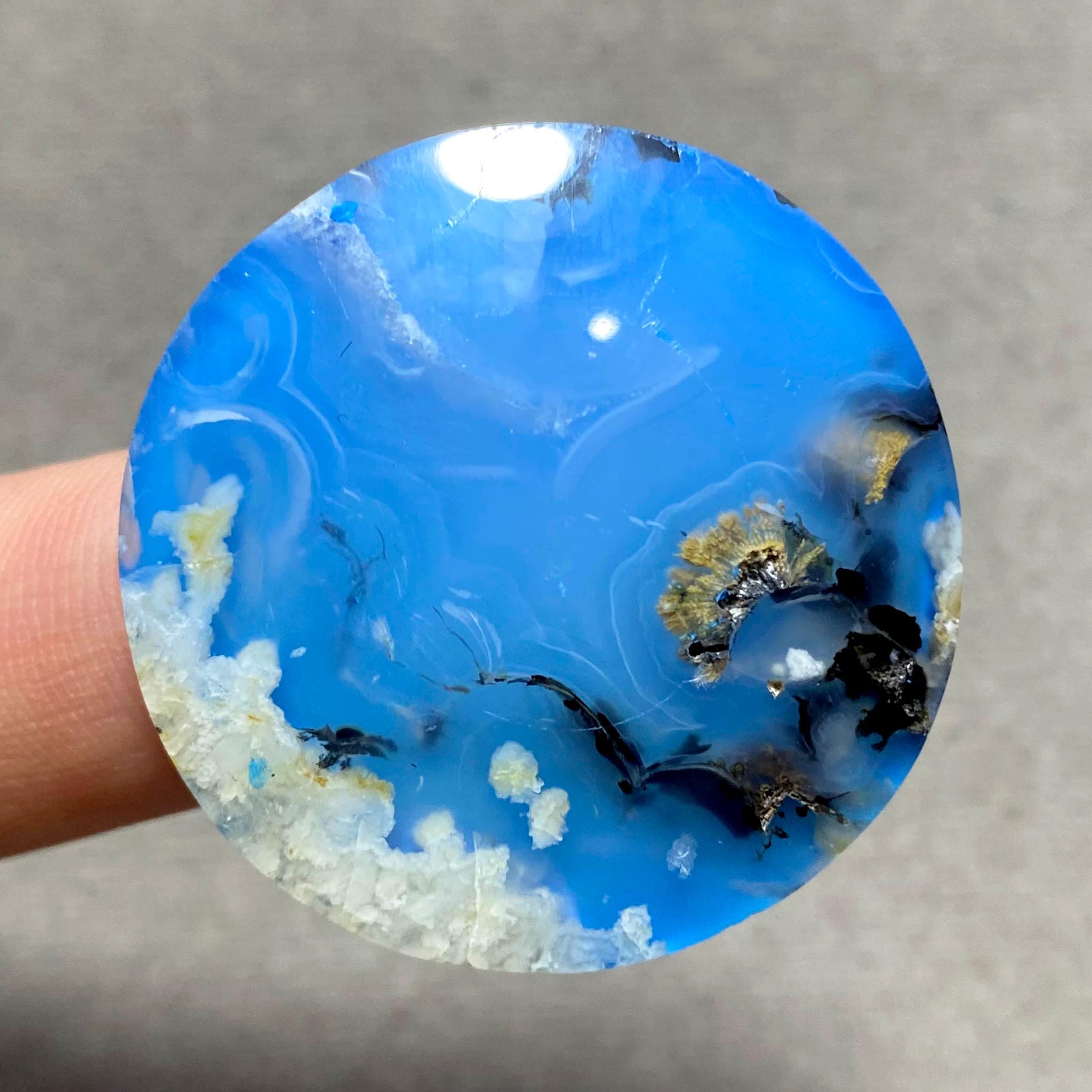 agate dreamy dreamy ブルームーンストーン Blue Plume Dendritic Agate Doublet – Sky Blue Gemstone Cabochon