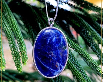 Sodalite Gemstone Necklace: Natural Healing Crystal Pendant, Hypoallergenic
