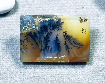 Natural Scenic Dendritic Agate Cabochon, Unique Tree Pattern Stone, Landscape Agate for Jewelry Making