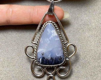 Dendritic Agate Pendant: Sterling Silver Bohemian Artisan Jewelry