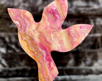 Pájaro de ágata rosa tallada a mano: Joy & Balance Crystal Carving